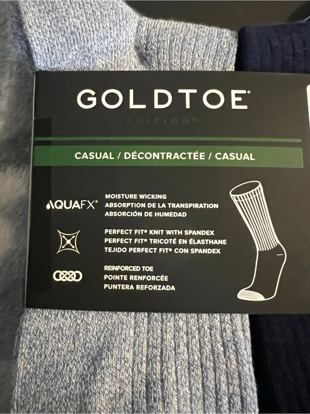 Gold Toe Casual Crew Socks - Light Gray with Yellow Accent